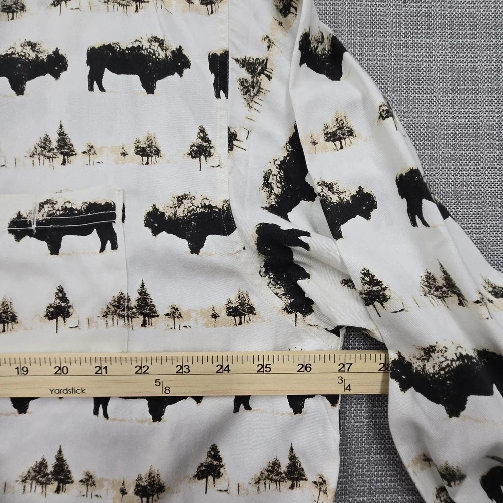 Barn Fly Shirt Mens Large White Bison Print Long Sleeve Button Up Western USA - Picture 6 of 10